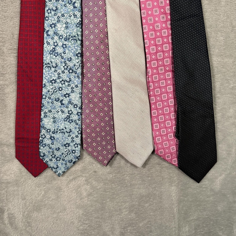 The Men's Store Bloomingdale's Tie Mens Multicolor Silk Geometric Lot of 6